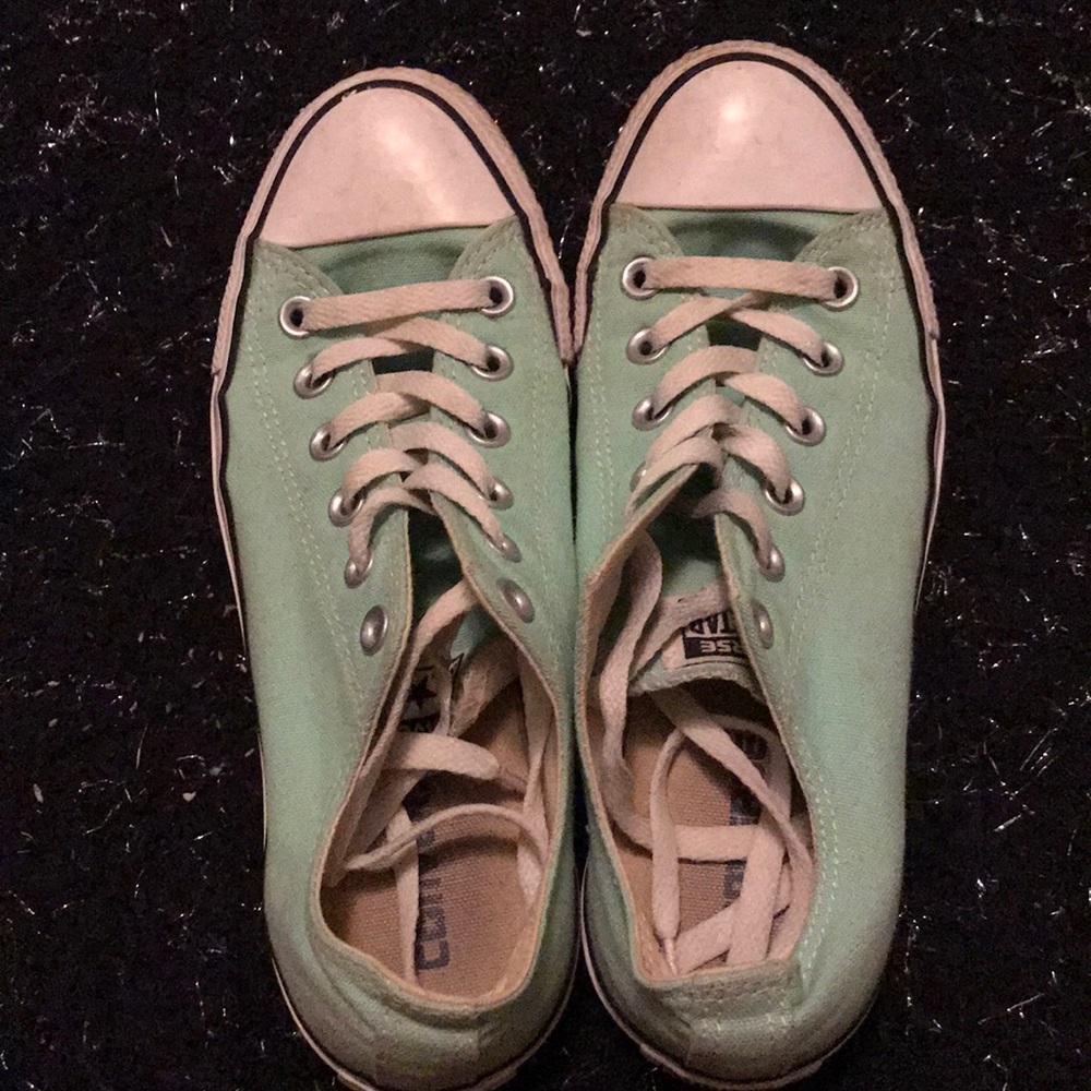 Mint green converse all star shoes